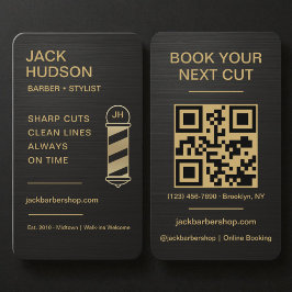 Barbershop Metallic Black Gold Barber Haircut  Visitkort