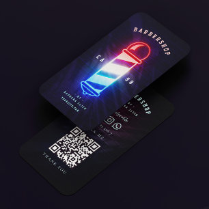 Barbershop Modern Neon Barbers Pole Barber Visitkort
