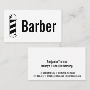 Barbershop Pole Black and White Barber Visitkort