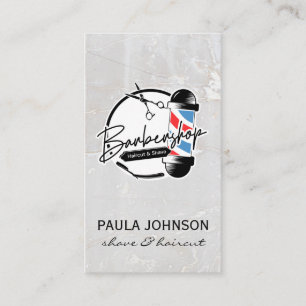 Barbershop Pole White Stone Saxer Visitkort