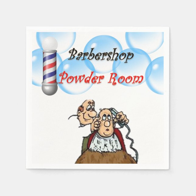 Barbershop Powder Room Papper Napkins Pappersservett (Framsidan)
