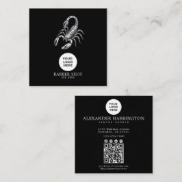 Barbershop Professional Silver Skorpion Qr Kod Fyrkantigt Visitkort