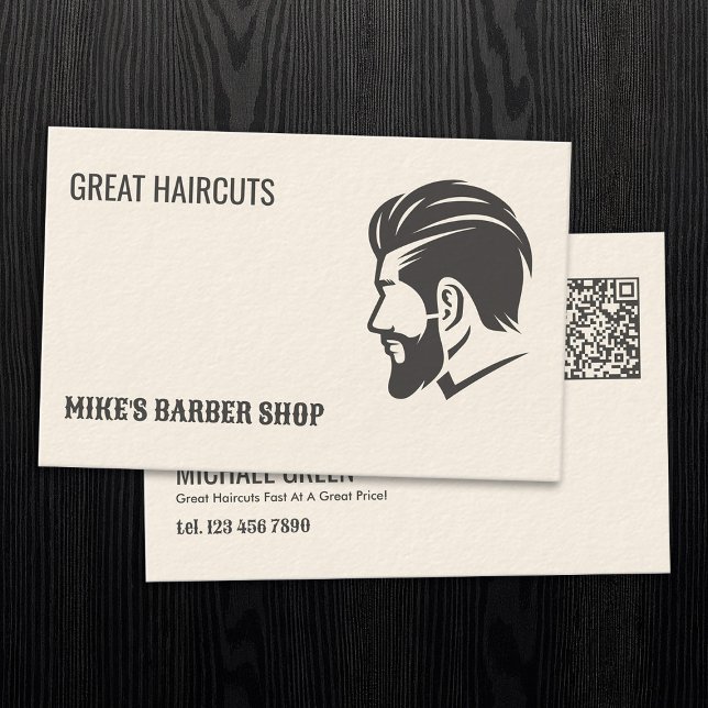 Barbershop QR Barber Visitkort (Barbershop Business Card)