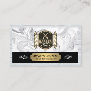 Barbershop Scissors Barber Pole Brick Visitkort