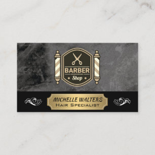 Barbershop Scissors Barber Pole Visitkort
