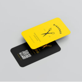 Barbershop Scissors Hairstylist Gult Barber Visitkort