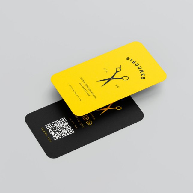 Barbershop Scissors Hairstylist Gult Barber Visitkort (Barbershop Scissors Hairstylist Yellow Barber Business Card
)