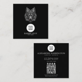 Barbershop Silver Wolf Professional Logo Qr-kod Fyrkantigt Visitkort