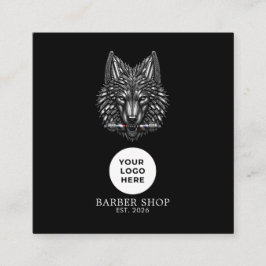 Barbershop Silver Wolf Professional Logo Qr-kod Fyrkantigt Visitkort