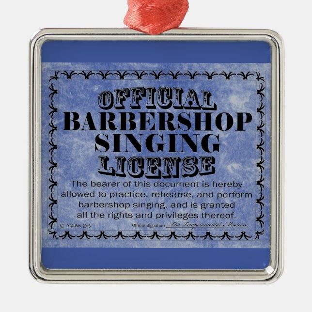 Barbershop Singing License Metall Ornament (Framsidan)