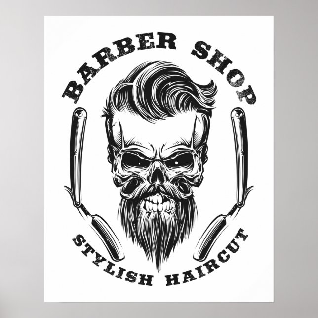 Barbershop Skull Poster (Framsidan)