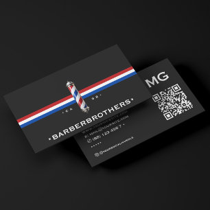 Barbershop Travel Barber Svart Röd Vit Blå Visitkort
