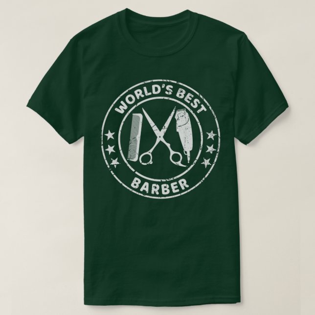 Barbershop Worlds Best Barber School Studenten Gi T Shirt (Design framsida)