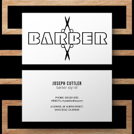 Barberskript modern svartvit sax visitkort