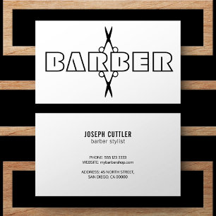 Barberskript modern svartvit sax visitkort
