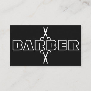 Barberskript modern vit och svart sax visitkort