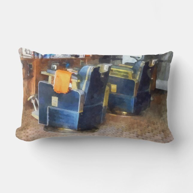 Barberstol med Orange Barber Cape Lumbarkudde (Framsida)