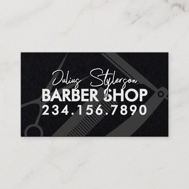 Barberverktyg modern barberare  visitkort (Framsida)