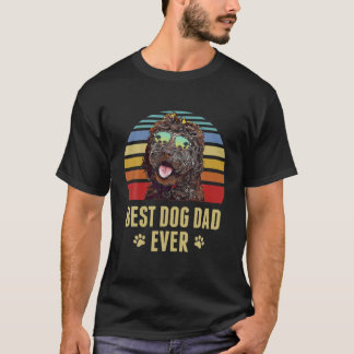 Barbet Best Hund Pappa någonsin Retro Sunset T Shirt