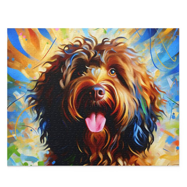 Barbet: Brun fransk vattenshund Pussel (Barbet Puzzle: Brown French Water Dog Jigsaw)