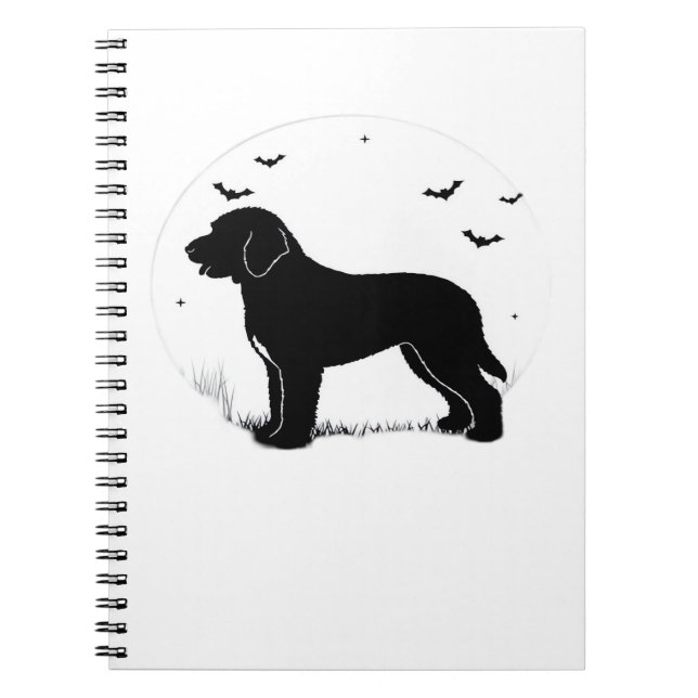 Barbet Hund - Halloween Måne Silhouette Oversized  Anteckningsbok (Framsidan)