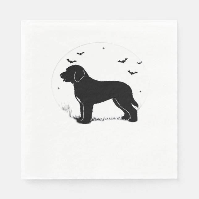 Barbet Hund - Halloween Måne Silhouette Oversized  Pappersservett (Framsidan)