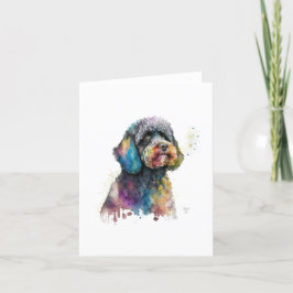 Barbet-Hund i vattenfärg och penna Helgkort