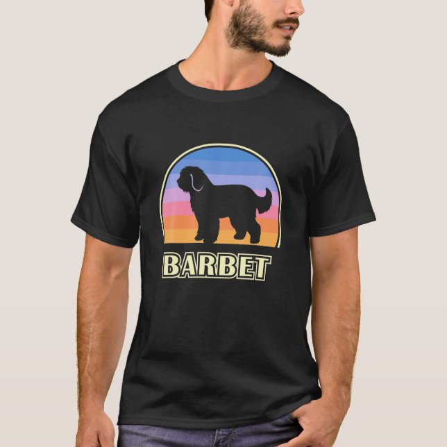 Barbet Vintage Sunset Hund T Shirt (Framsida)