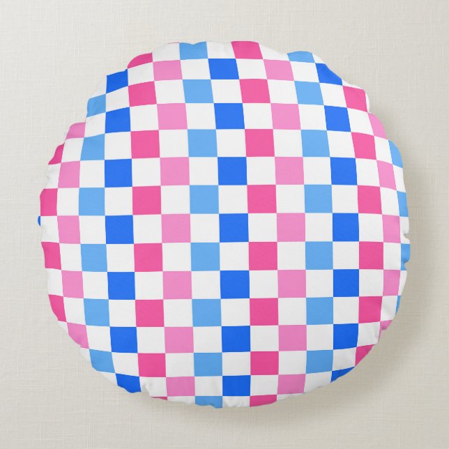 Barbie goes to the ocean checkerboard pattern rund kudde (Framsidan)