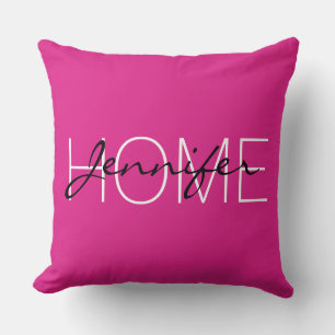 Barbie-rosa-färg-monogram Kudde