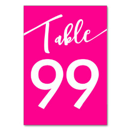 Barbiecore Shock rosa White Calligraphy Bröllop Bordsnummer