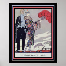 Barbier Art Deco "Lämnande för kasinot" 16 x 20