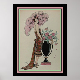 Barbier Art Deco-utskriftsflöde Et eller 13 x 19 Poster