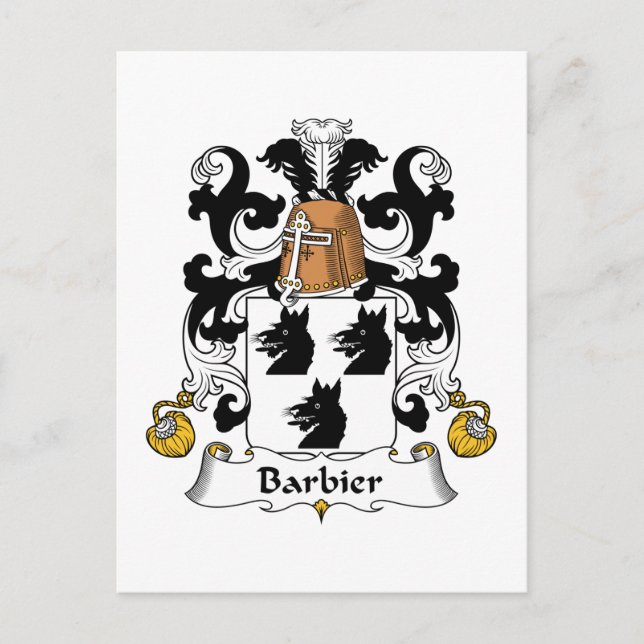 Barbier Family Crest Vykort (Framsida)