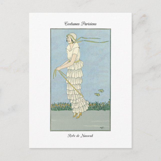 Barbier Fine Art Mode Illustration Robe Nansouk Vykort (Framsida)