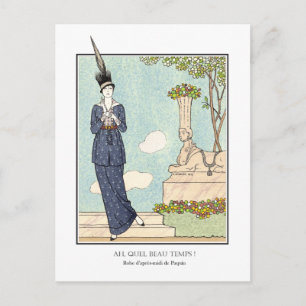 Barbier Fransk Art Deco Mode Beau Temps Vykort