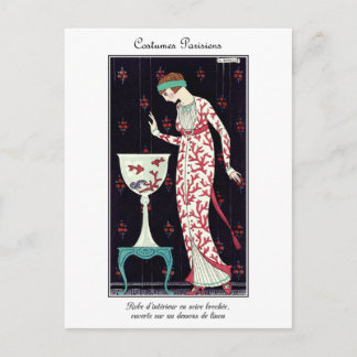 Barbier Fransk Art Deco Mode Costumes Parisiens Vykort