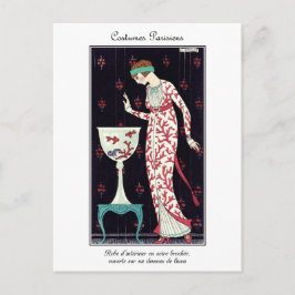 Barbier Fransk Art Deco Mode Costumes Parisiens Vykort