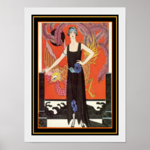 Barbier Glam Girl Art Deco Print 12 x 16 Poster