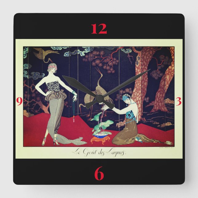 Barbier Retro mode Clock Fyrkantig Klocka (Framsida)