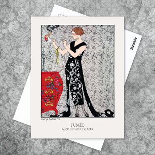 Barbier Smoke Art Deco Mode Illustration Vykort