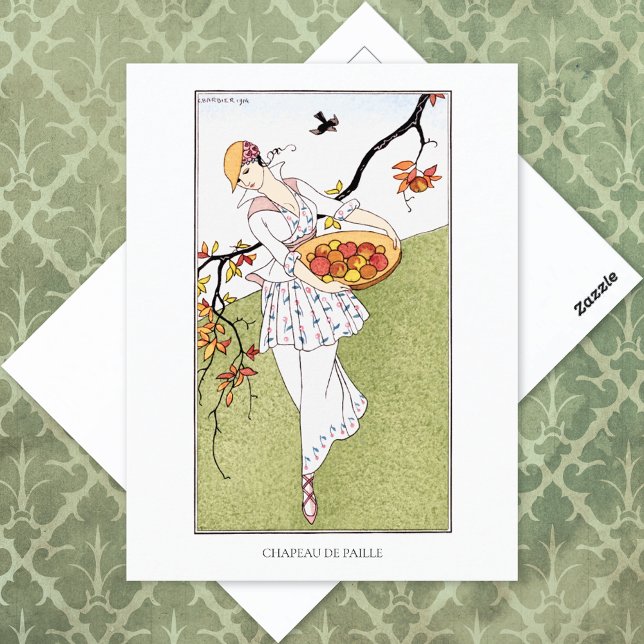 Barbier Straw Hat Fransk Mode Illustration Vykort (Skapare uppladdad)