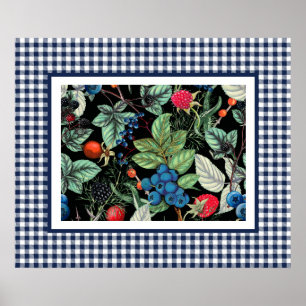 Bärblandning på lantlig Gingham Poster