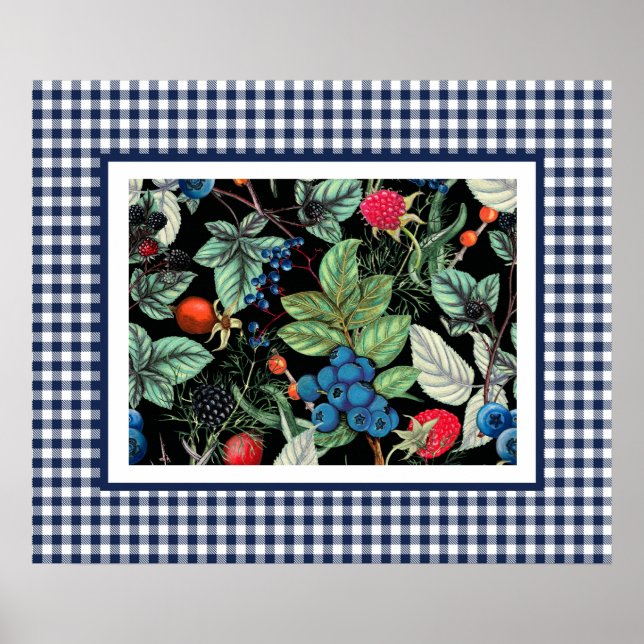 Bärblandning på lantlig Gingham  Poster (Framsidan)