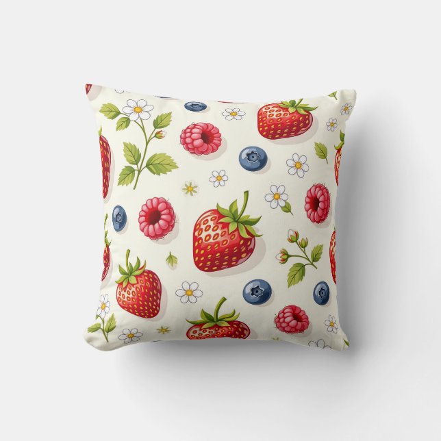Bärblomster Mönster Färska Sommarfrukter Kudde (Framsida)