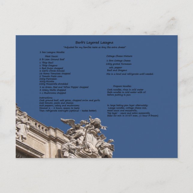 Barb's Layered Lasagna Vykort (Framsida)