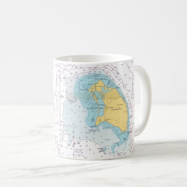 Barbuda nautisk kartmugg kaffemugg (Framsida höger)