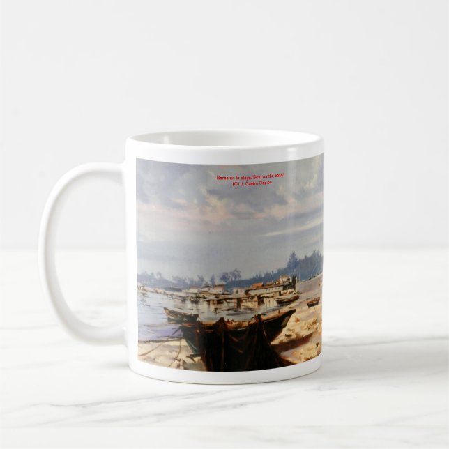 Barca en la playa/Boat on the beach Kaffemugg (Vänster)