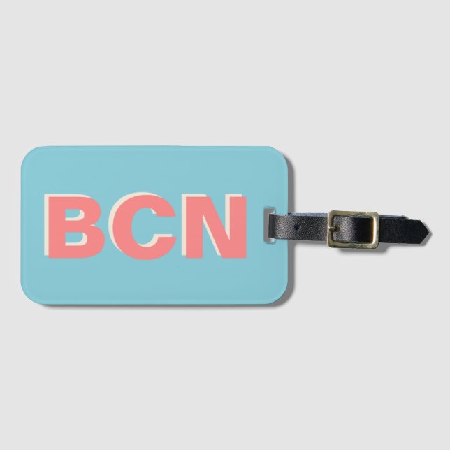 Barcelona Airport Skugga Modernt Monogram Initial Bagagebricka (Framsida horisontal)