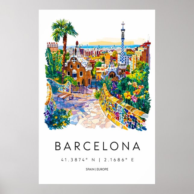 Barcelona Akvarell 1 Poster (Framsidan)